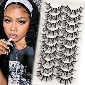 Lashes Fluffy Wispy Faux Mink Eyelashes Criss-Cross False Lashes 10 Pairs Pack